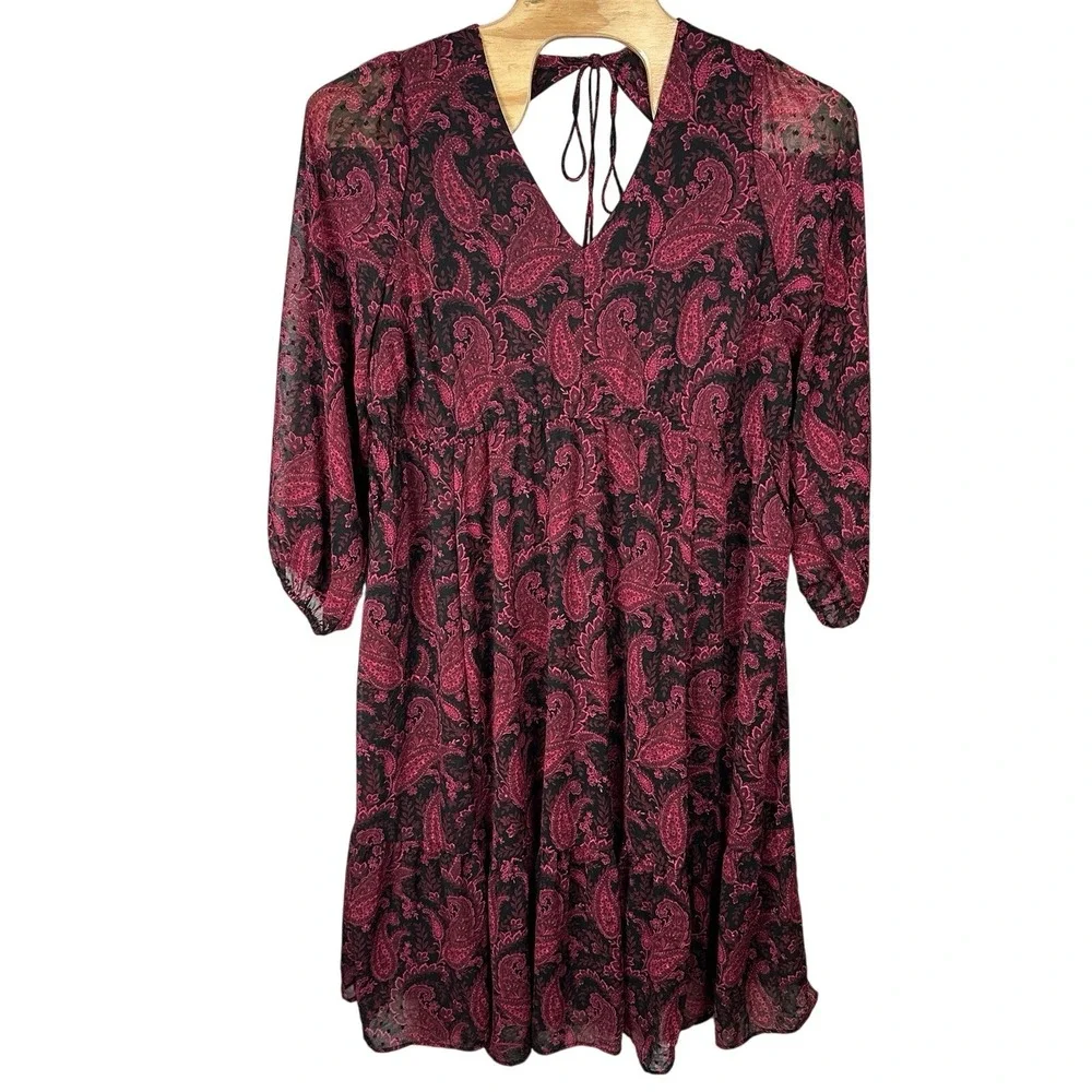 TORRID Tea Length Clip Dot Open Back A-Line Midi Dress Paisley Black Pink Sz 3X - Picture 1 of 9